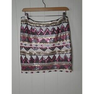 Chelsea & Violet Sequin Southwestern Tribal Mini Skirt Size Large